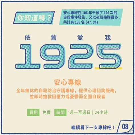 1925要錢嗎|月接8千通的安心專線明起正式改碼！ 撥「1925」24小。